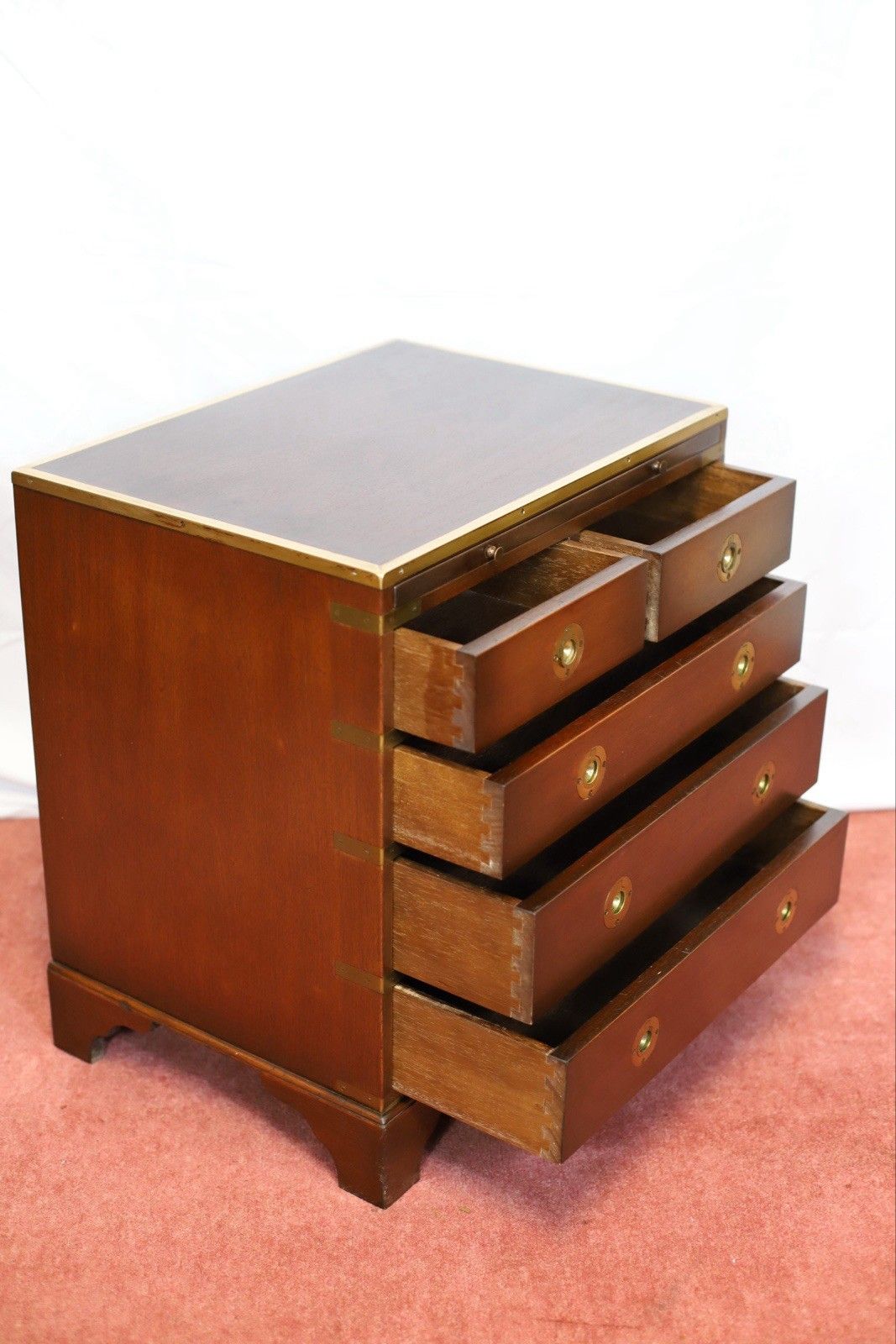 Lovely Mahogany And Brass Military Campaign Style Small Chest Of Drawers photo for sale