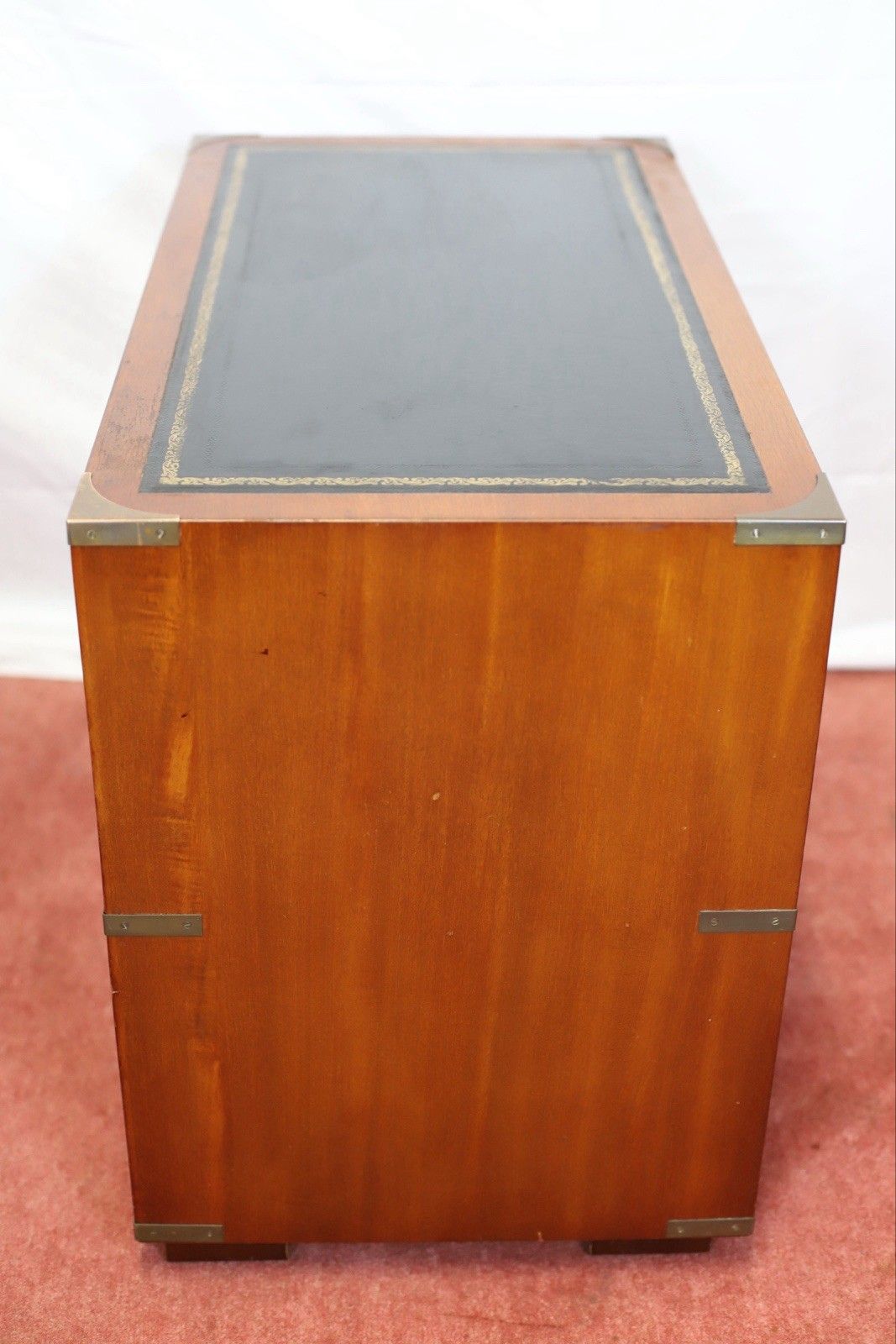 Lovely Military Campaign Style  Leather Top Two Drawers Chest photo vinterior
