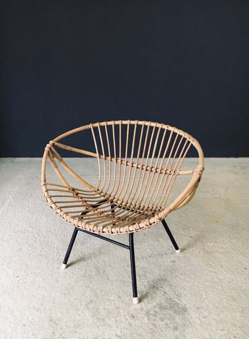 Mid Century Modern Design Bamboo Lounge Chair, Frankrijk, Ca. Jaren 1950 photo furniture