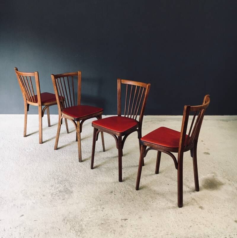 photo for sale 1950's French Reconstruction Design Bistro Chairs By Baumann