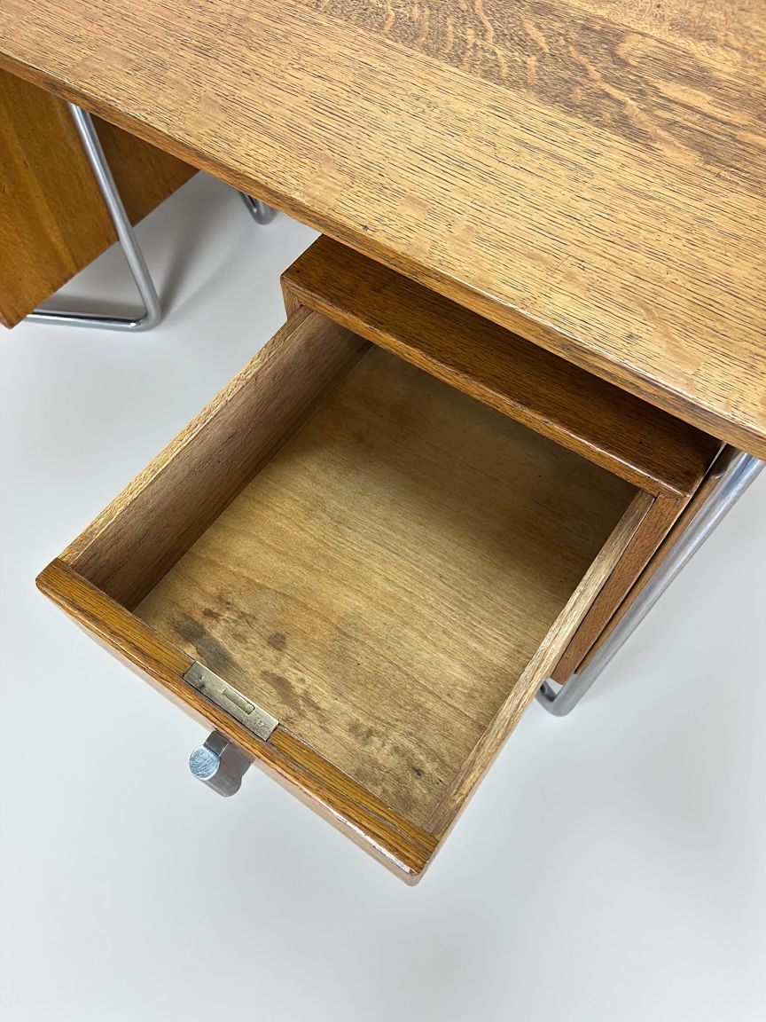 Oliver Percy Bernard For Pel Modernist Oak And Chrome Executive Desk, British C. 1931 photo buy