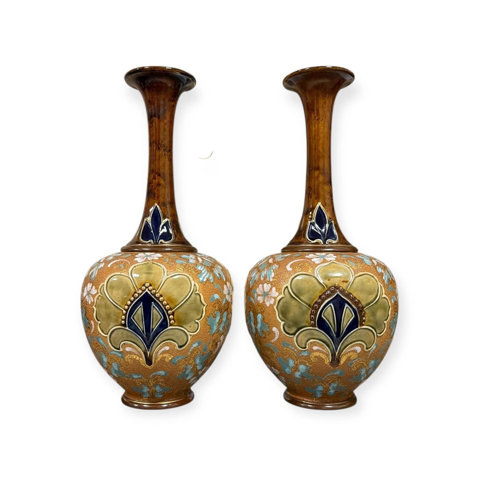 Pair Of Royal Doulton Slater’s Patent Vases (C.1900) Model 5790 photo for sale