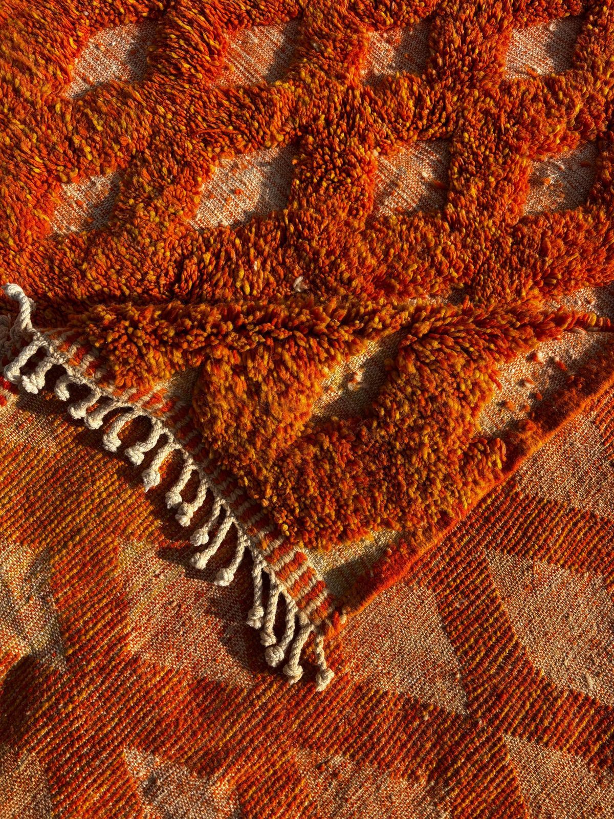 Orange Moroccan Wool Rug 250x250 Cm – Handmade Geometric Rug – Contemporary Berber Carpet – Custom Wool Area Rug – Moroccan Beni Ourain Rug photo 1285.0