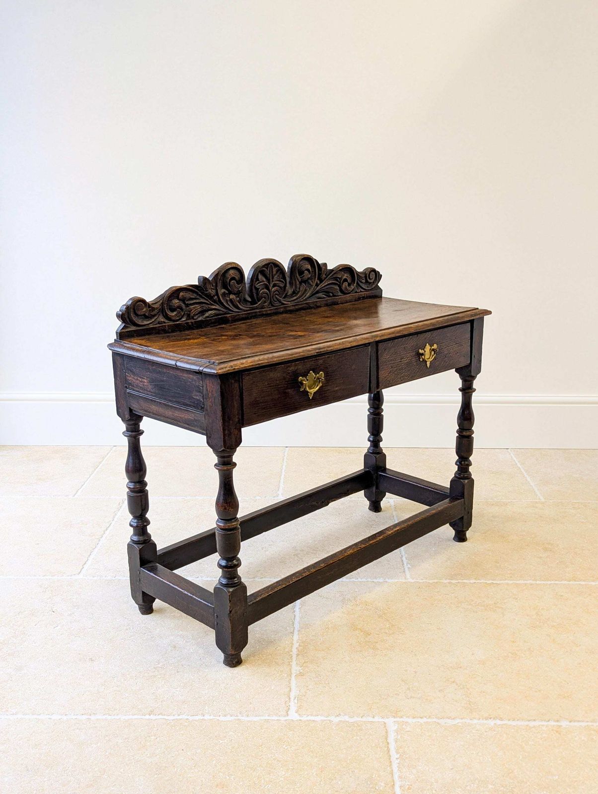 Antique Late Victorian Jacobean Revival Oak Side Table C.1890 photo vinterior