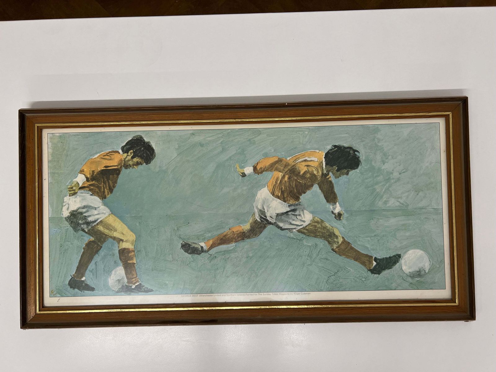 Football Memorabilia George Best Manchester United Print By The Artist Roger Coleman For The Sunday Times In Glazed Frame