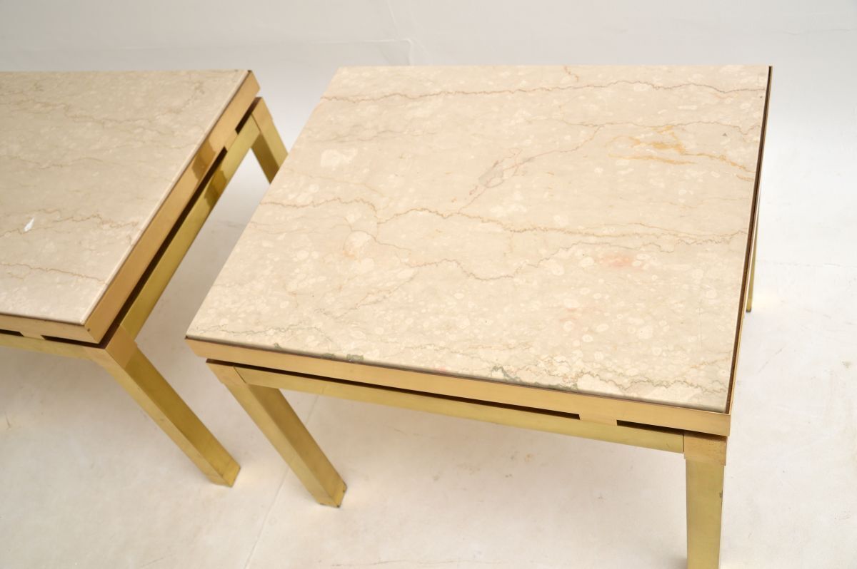 Pair Of Vintage Italian Brass And Marble Side Tables photo 1034.0