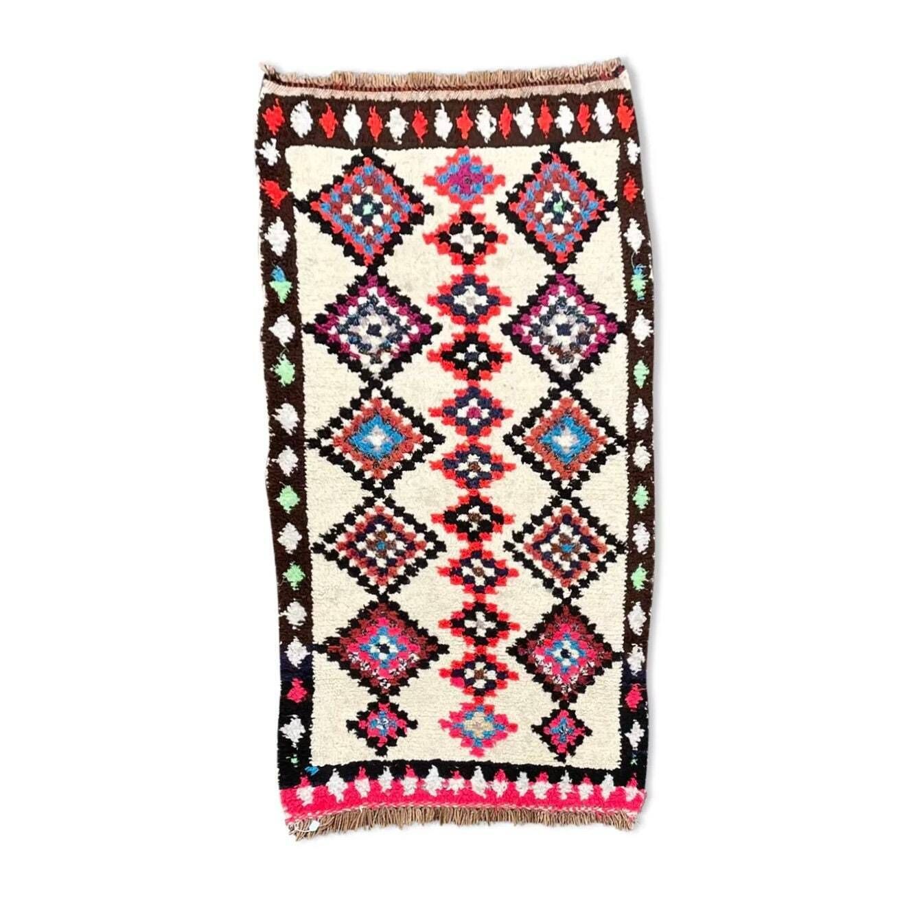 Marokkaans Vintage Beni Ourain Vloerkleed 90 X 180 Cm – Berber Boucherouite Tapijt, Marokkaans Azilal Kleed photo furniture