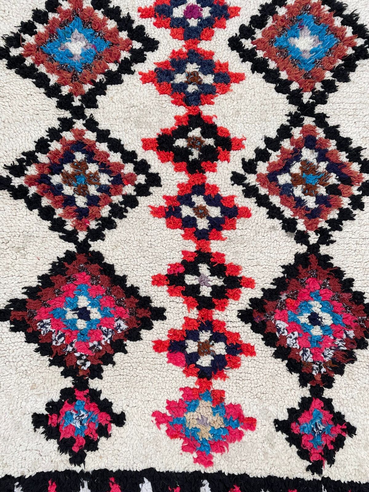 Marokkaans Vintage Beni Ourain Vloerkleed 90 X 180 Cm – Berber Boucherouite Tapijt, Marokkaans Azilal Kleed photo for sale