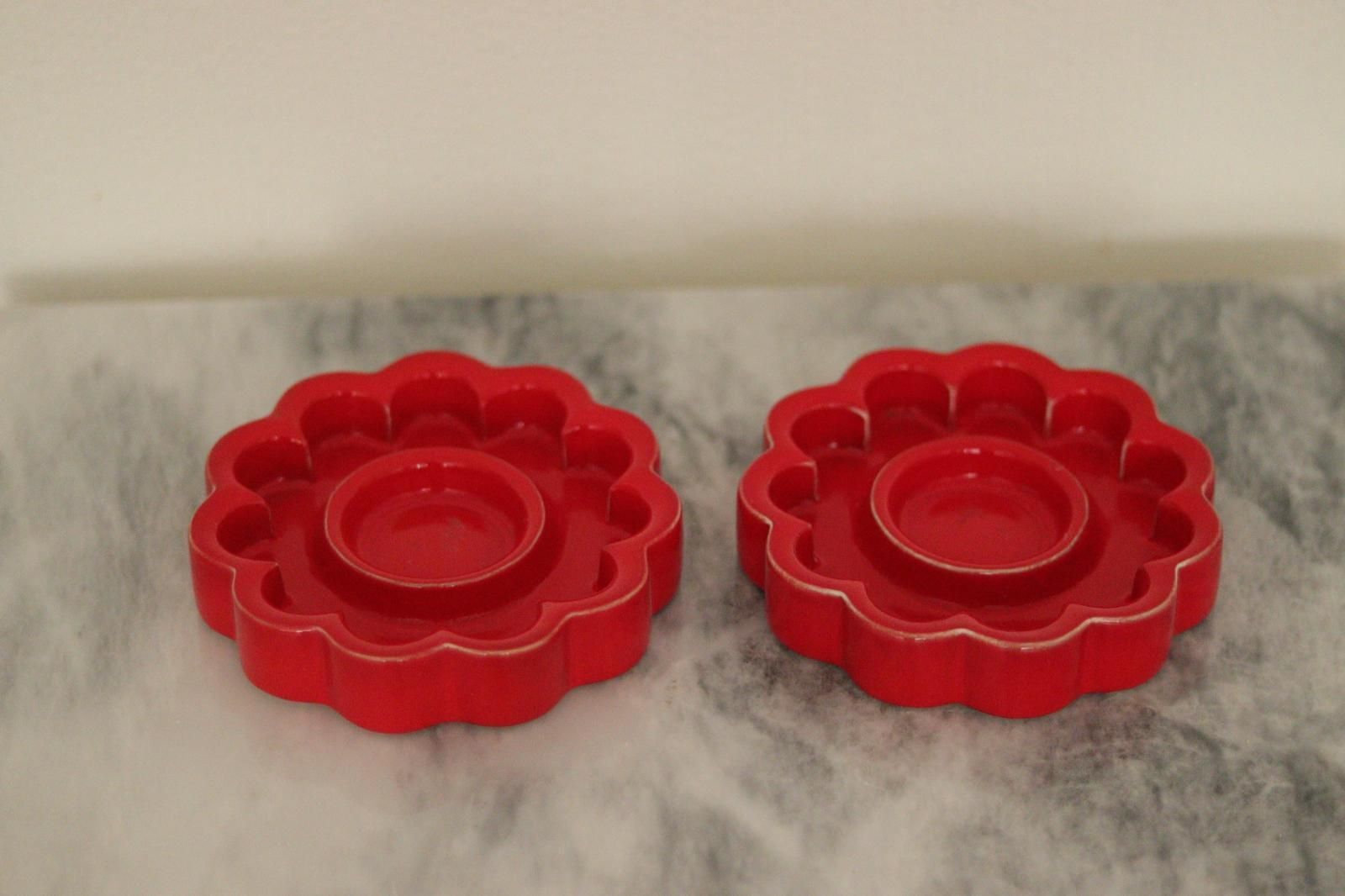 Pair Of Red Swedish Candle Holder Designed By Gustavsberg photo buy