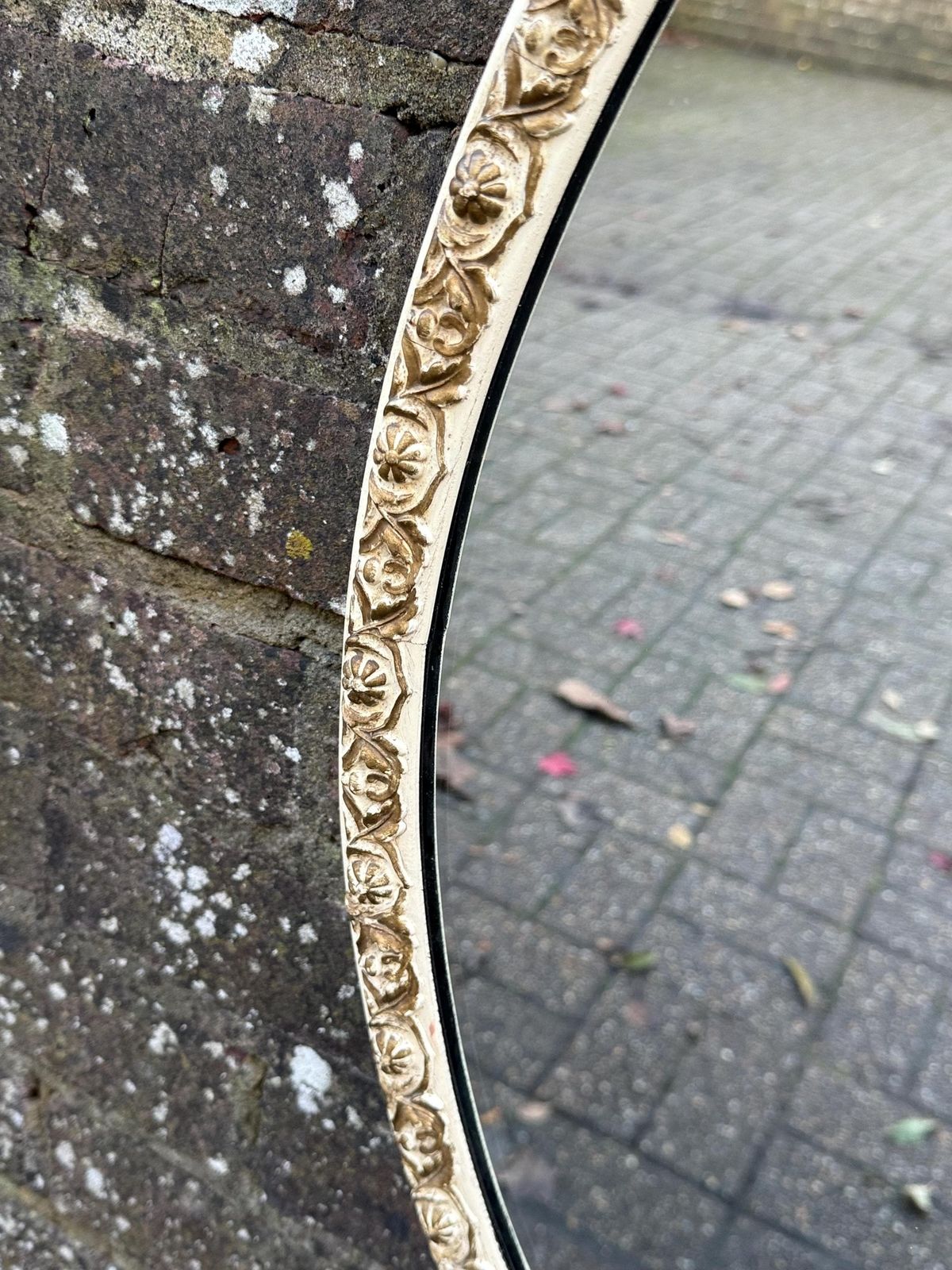 175.0 Vintage Ornate Oval Wall Mirror With Gold Rococo Frame – 1970s French Baroque Décor photo