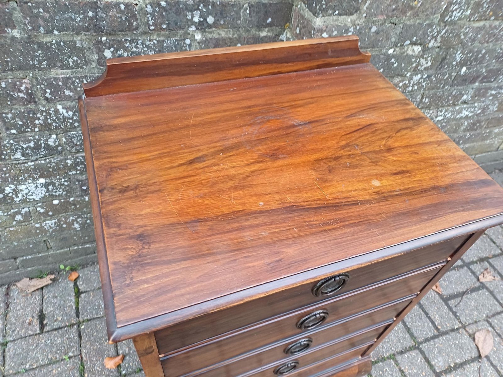 Antique Edwardian Music Chest C1910 On Cabriole Legs – Mahogany Sheet Music Cabinet With 5 Slide Out Drawers & Gallery Top photo Furniture