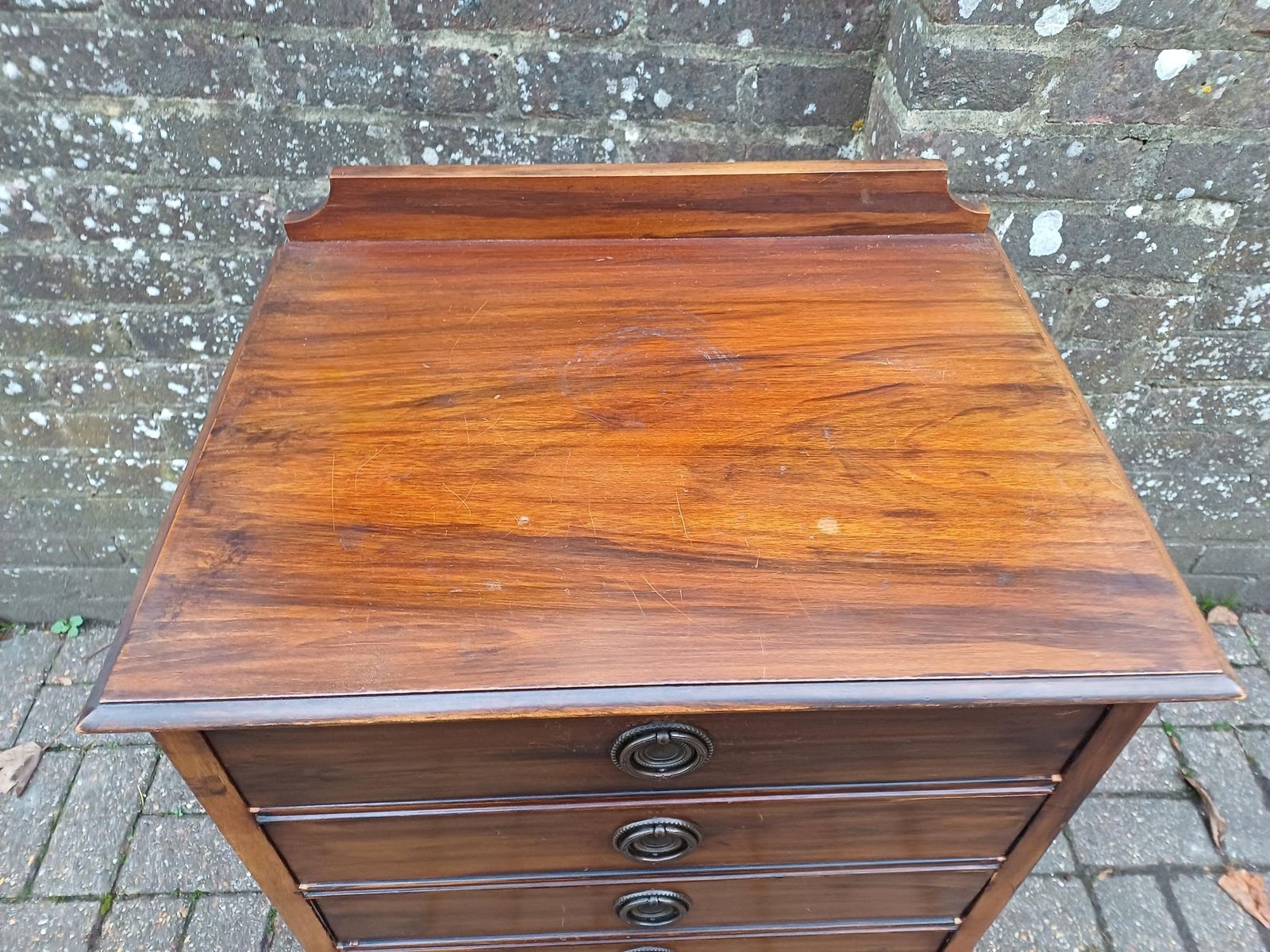 Antique Edwardian Music Chest C1910 On Cabriole Legs – Mahogany Sheet Music Cabinet With 5 Slide Out Drawers & Gallery Top photo vintage