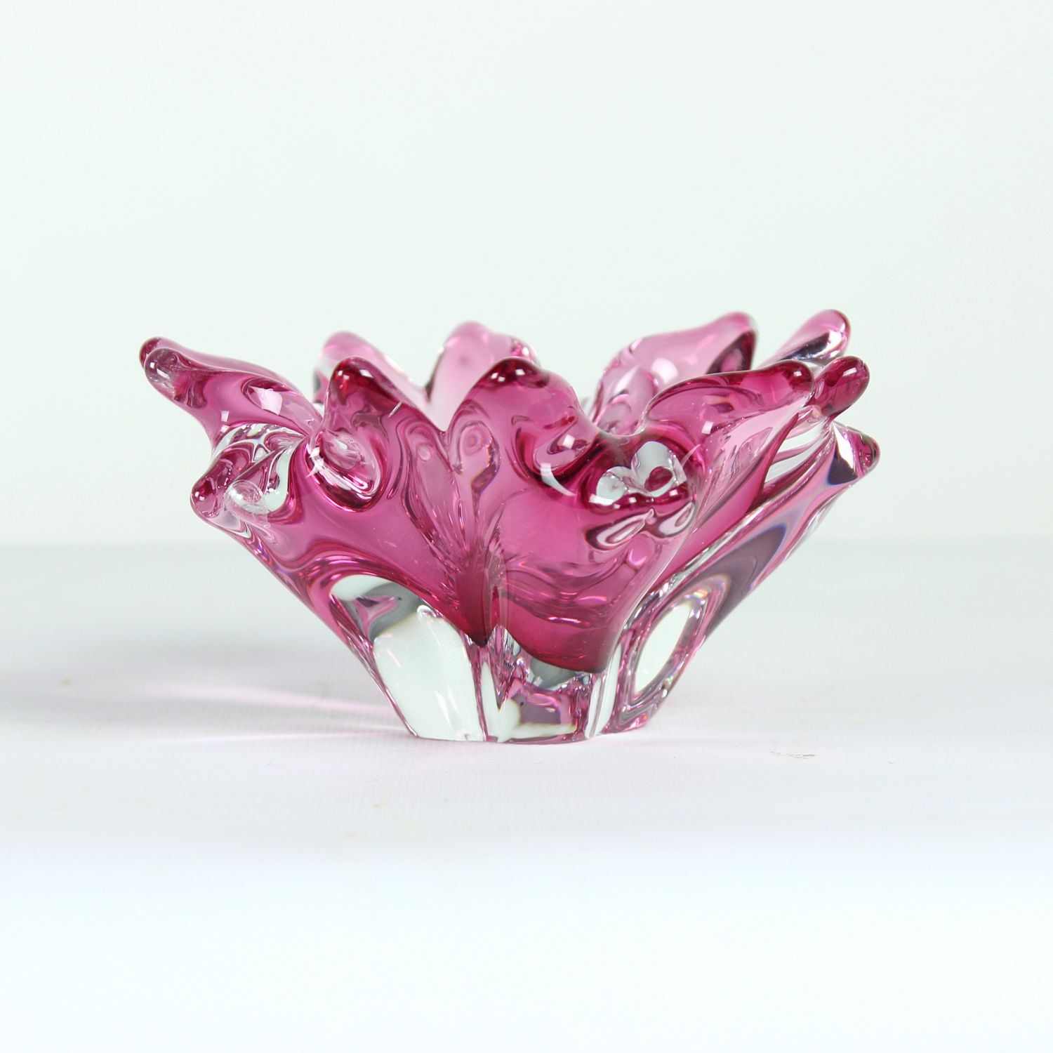 1960s Pink Art Glass Bowl, Frantisek Zemek Czechoslovakia photo Home Decor