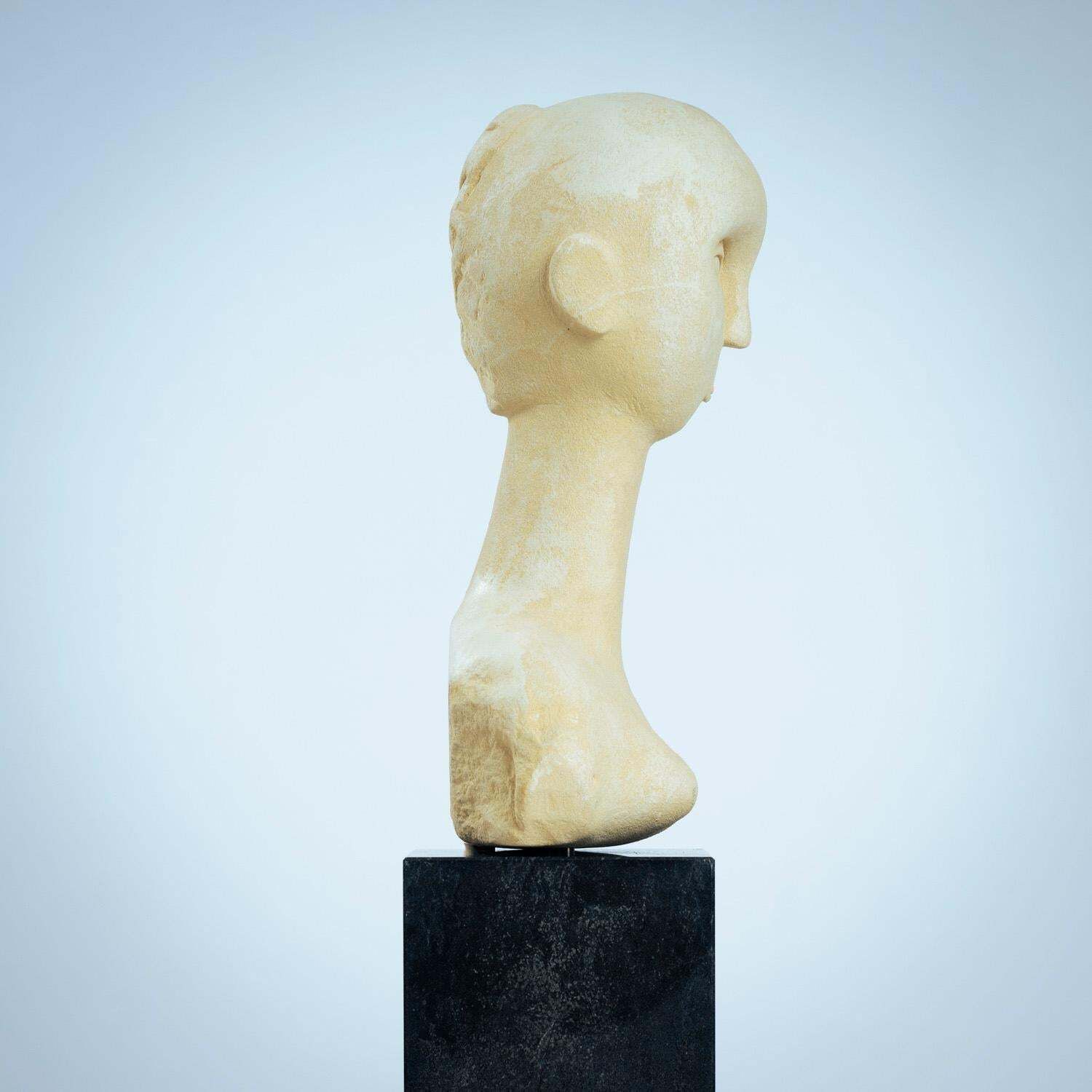 Modernist Bust Sculture Of A Woman In Sandstone photo for sale