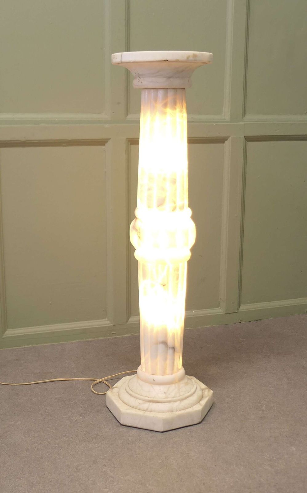 19th Century French Marble Illuminated Torchere Column photo Lighting