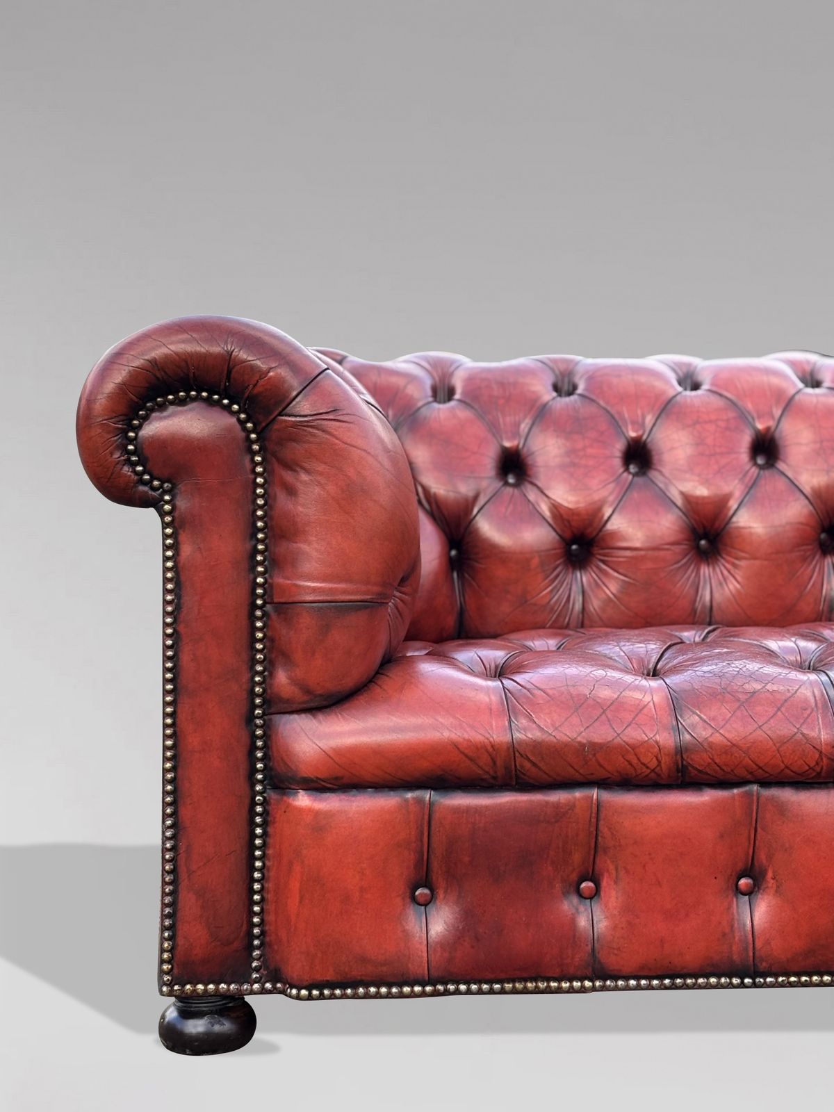 Early 20th Century Red Leather 3 Seater Chesterfield Sofa photo buy