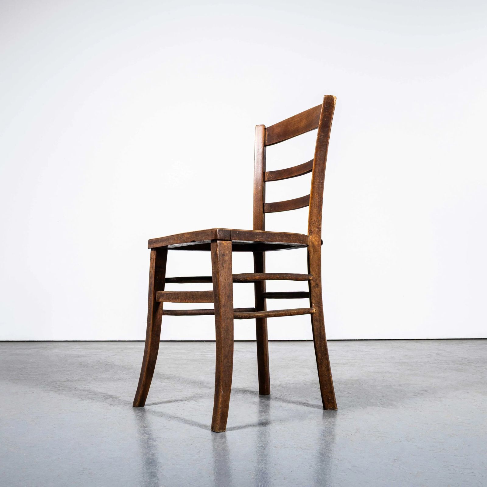 1930’s French Farmhouse Perforated Seat Dining Chairs – Set Of Five photo vintage