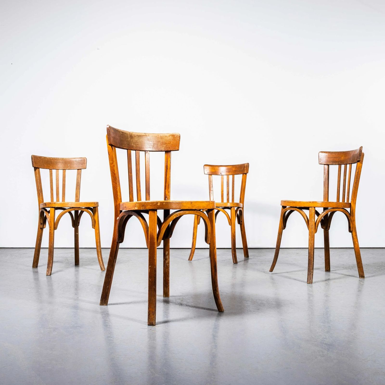 1950’s Honey Oak Bentwood Baumann Dining Chairs – Set Of Four photo for sale