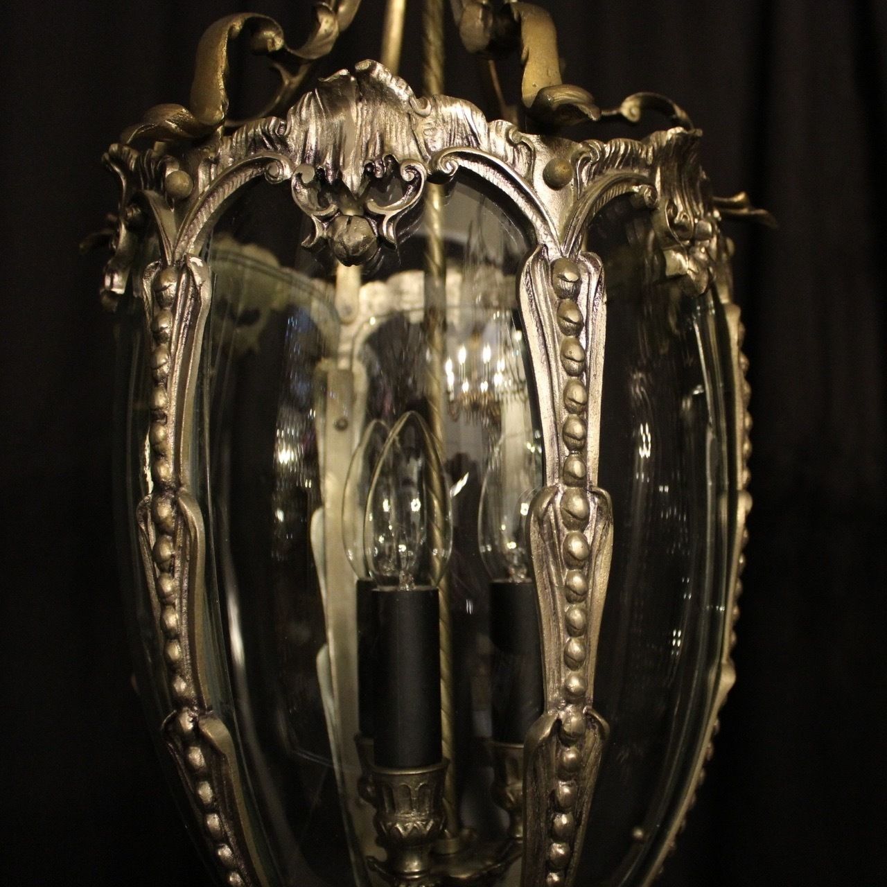 French Pair Of Silver Gilded Bronze Lanterns photo for sale