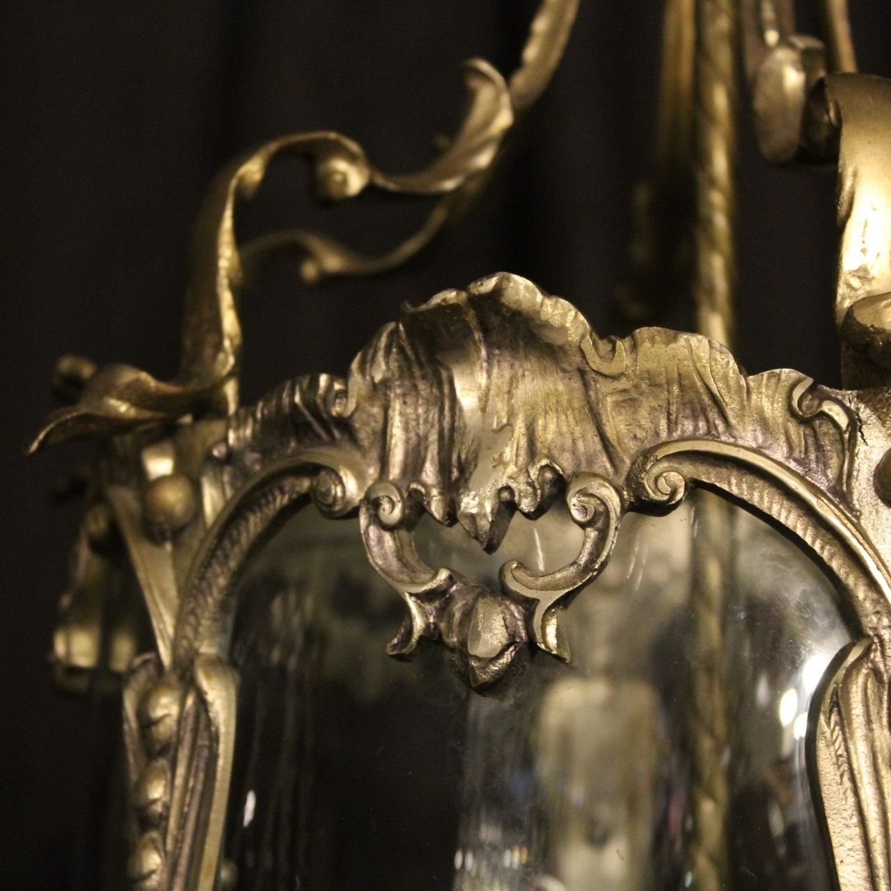 French Pair Of Silver Gilded Bronze Lanterns photo vintage