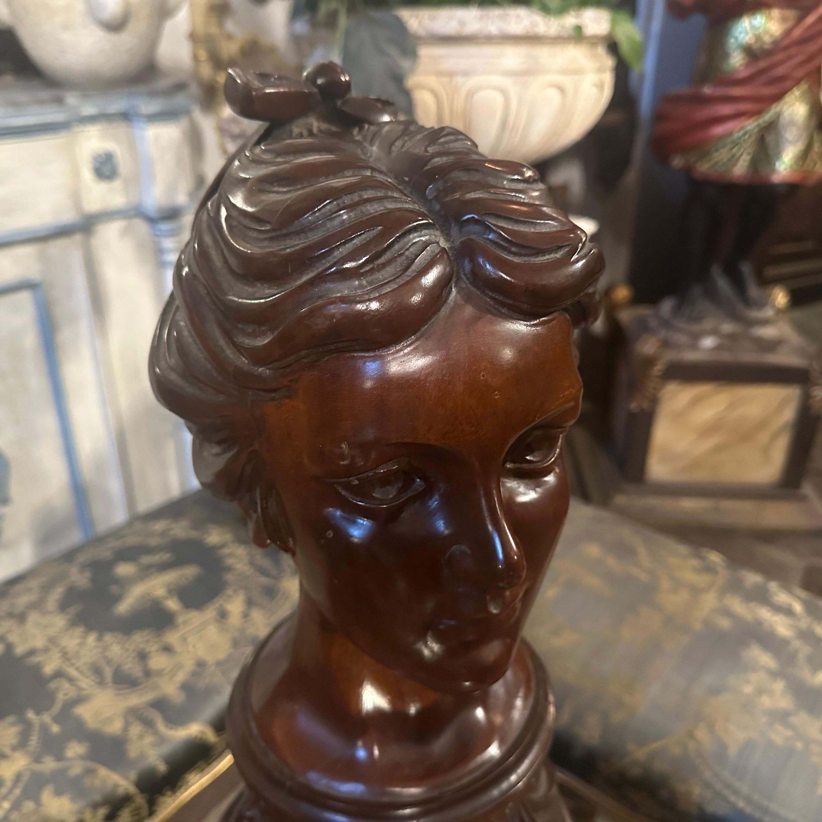 A Sicilian Art Nouveau Wood Sculpture Of A Bust Of A Young Woman photo 1079.0