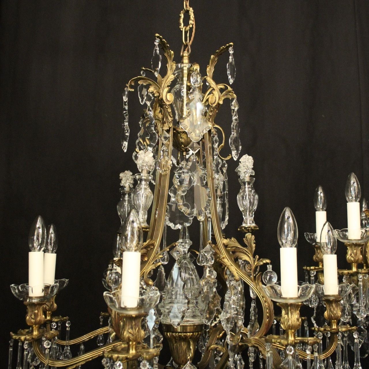 French Pair Of Gilded Bronze Antique Chandeliers photo for sale