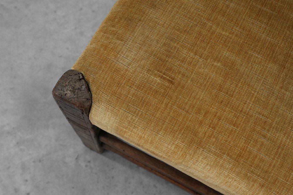 1057.0 Spanish Hand Carved Oak Side Chair With Velour Seat, 19th Century photo