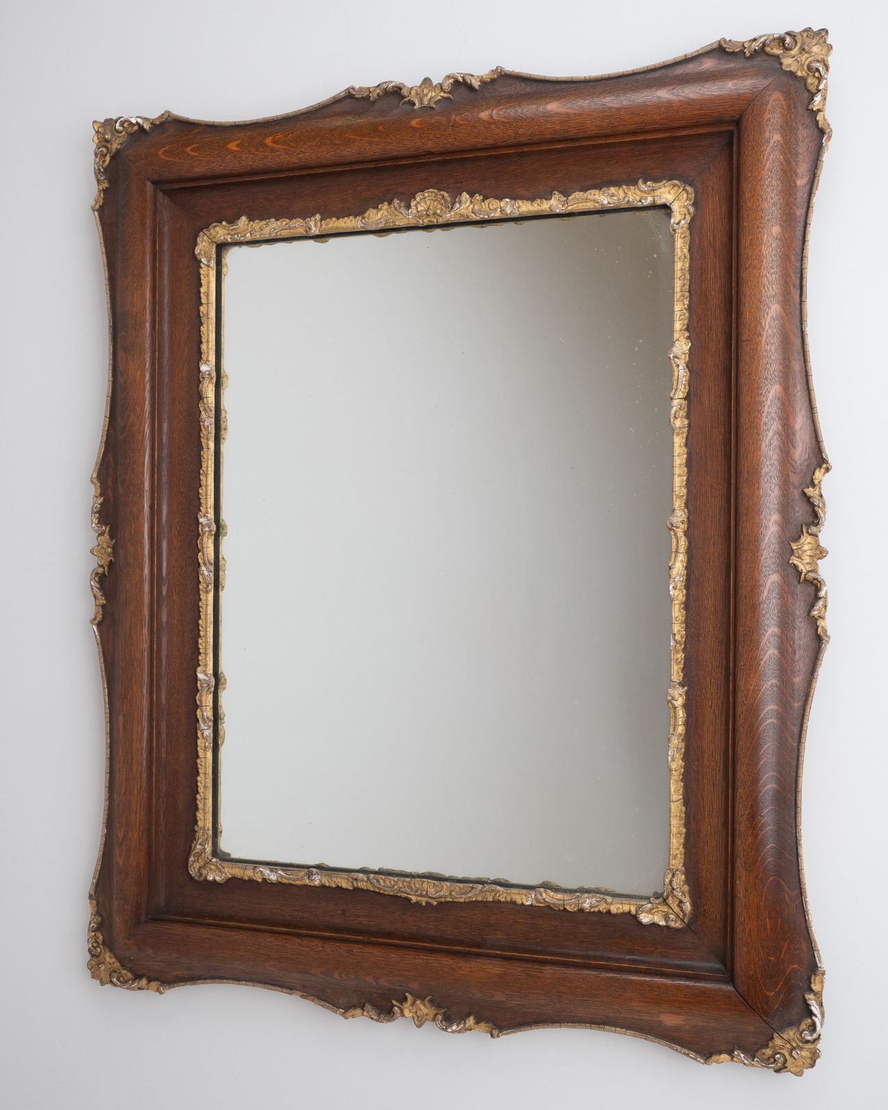 French Rococo Revival Oak And Gilt Gesso Wall Mirror, Circa 1870–1890, Late 19th Century Louis XV Revival photo furniture