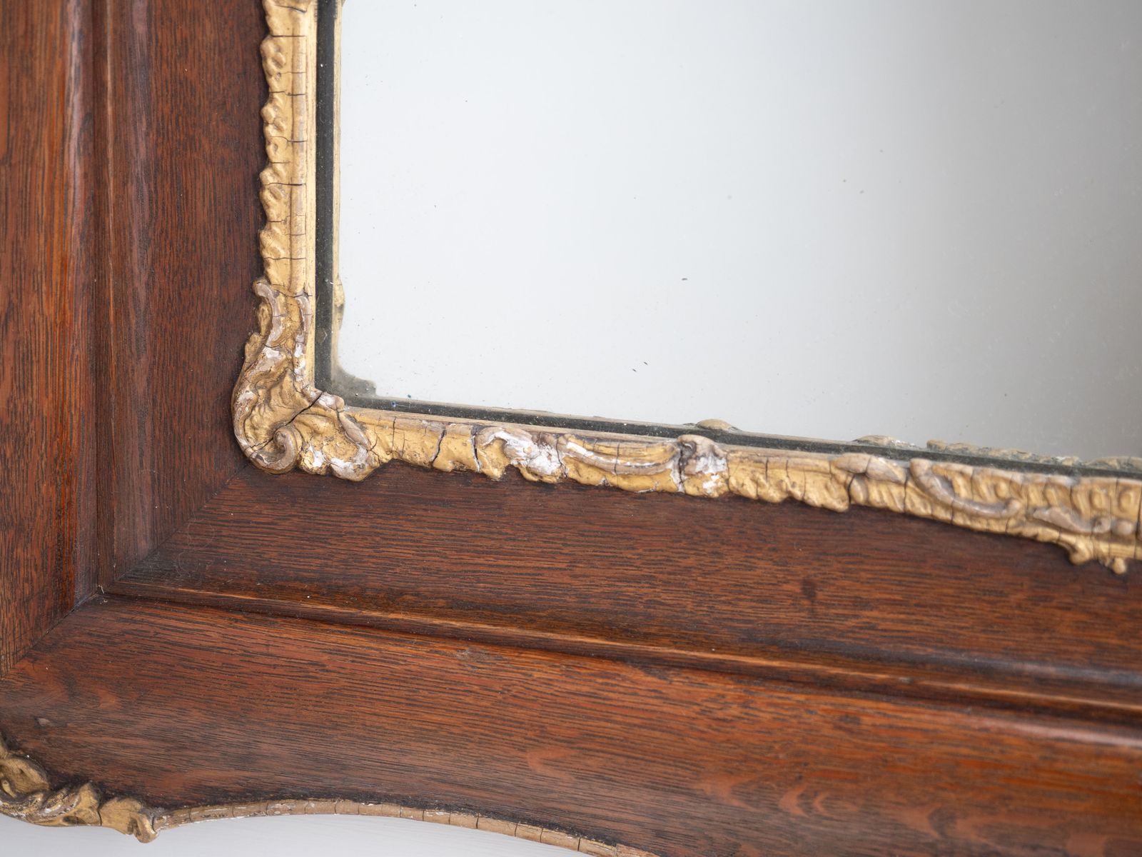 photo for sale French Rococo Revival Oak And Gilt Gesso Wall Mirror, Circa 1870–1890, Late 19th Century Louis XV Revival