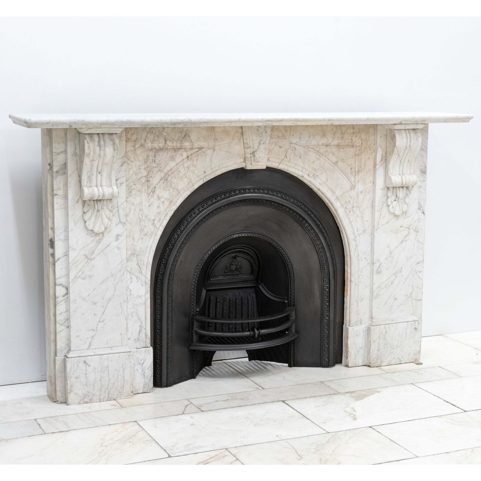 Large Antique Victorian Carrara Marble Arched Chimneypiece photo Home Fixtures