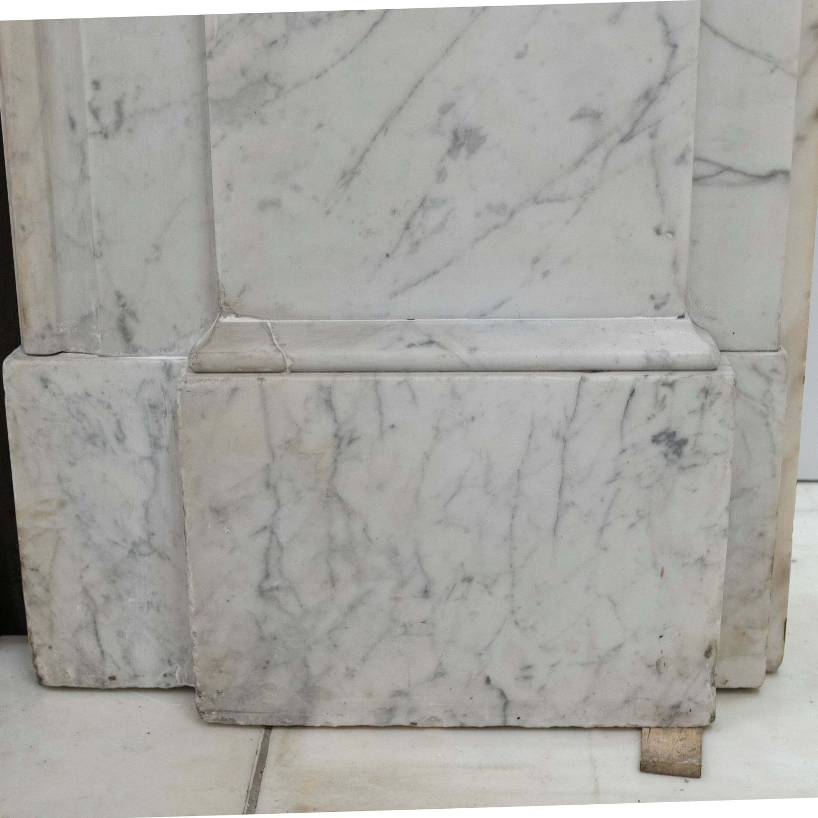 Large Antique Victorian Carrara Marble Arched Chimneypiece photo vintage
