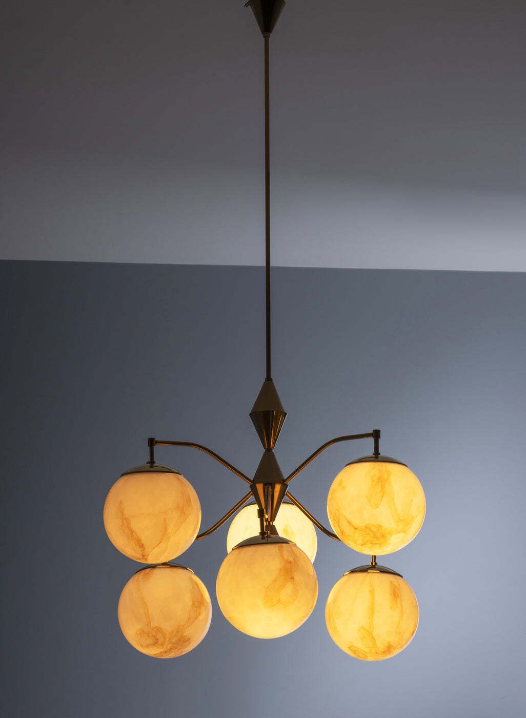 Vintage Marbled Glass Chandelier, 1960s–1980s, Czechoslovakia photo 1473.0