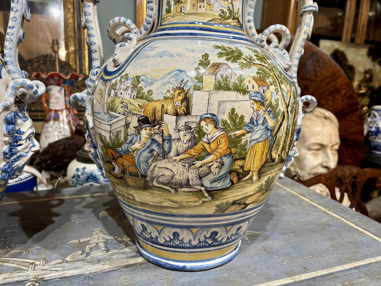 Pair Of 18th Century Majolica Vases photo furniture