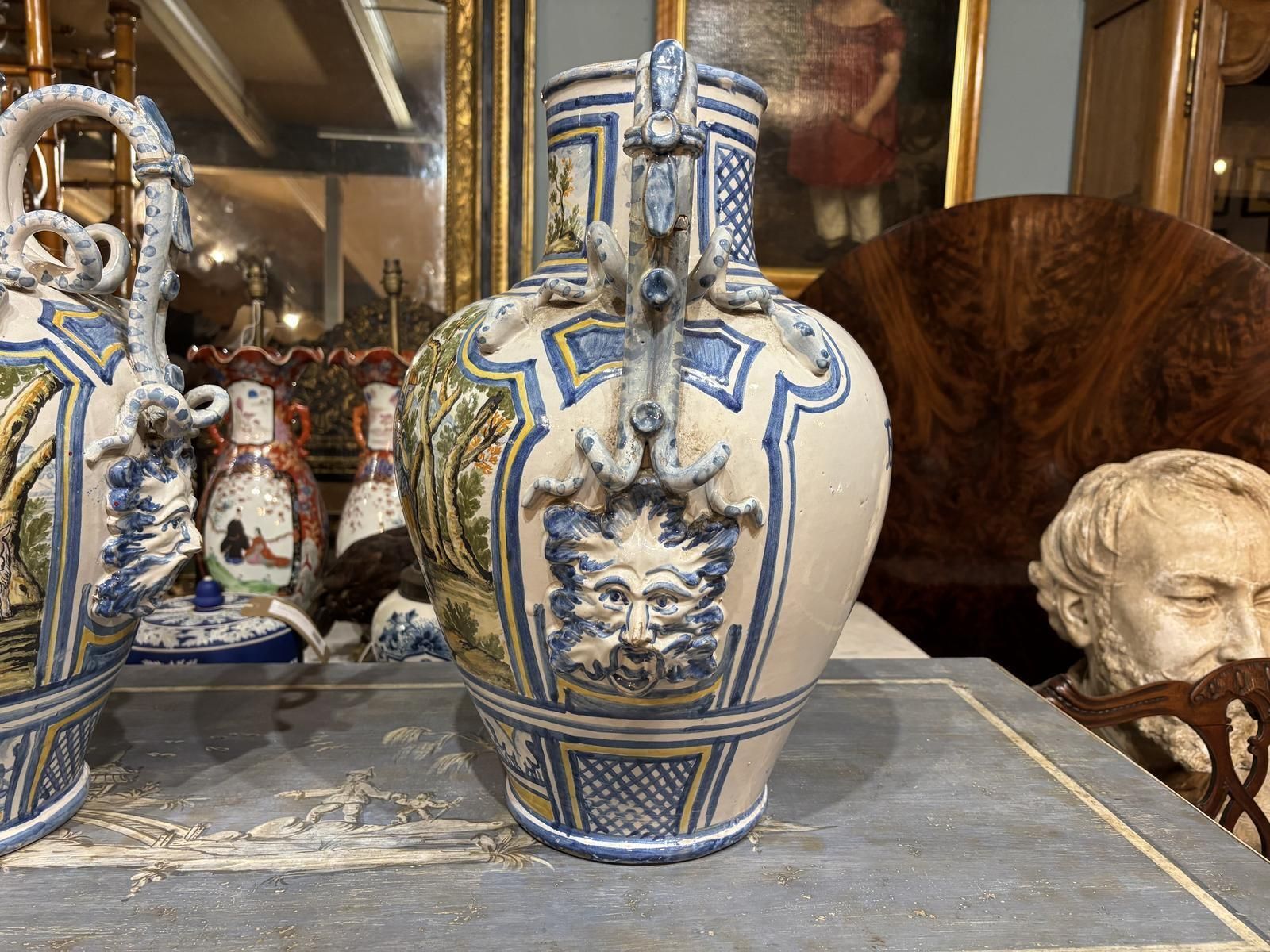 Pair Of 18th Century Majolica Vases photo 1495.0