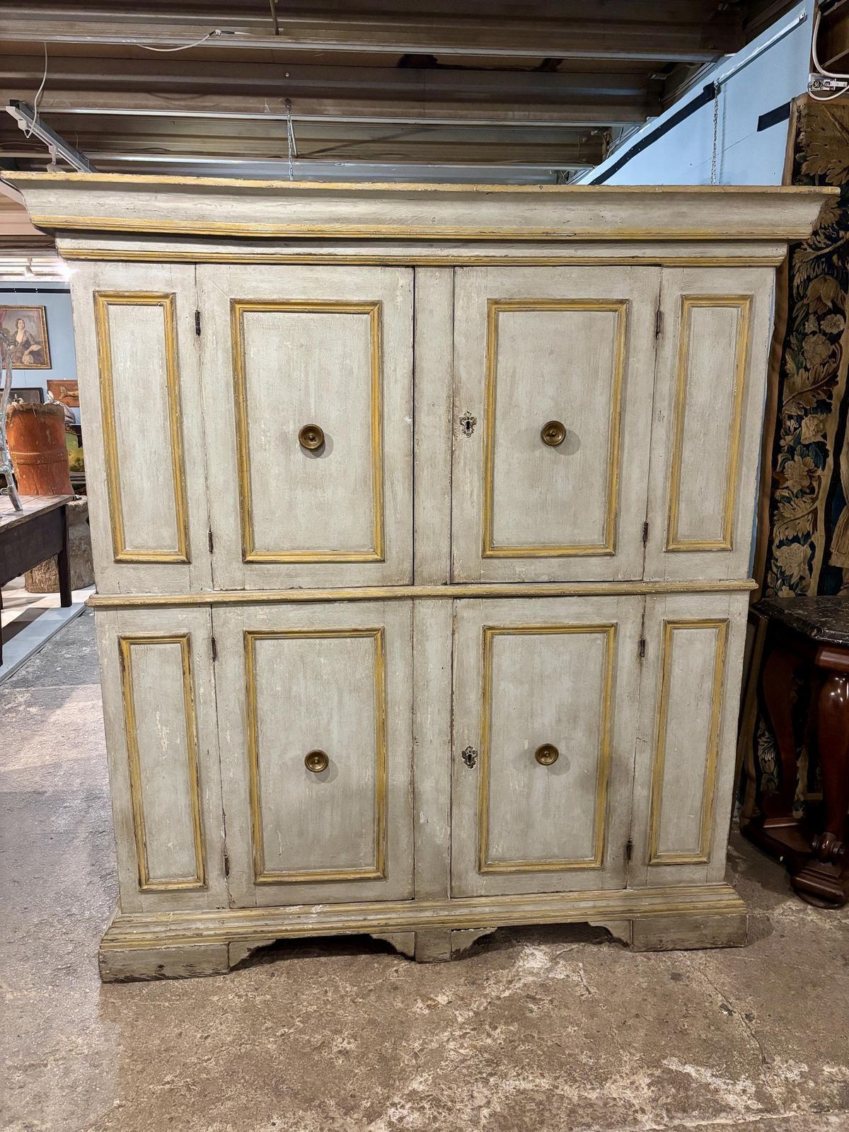 18th Century Italian Housekeepers Cupboard In Original Paint