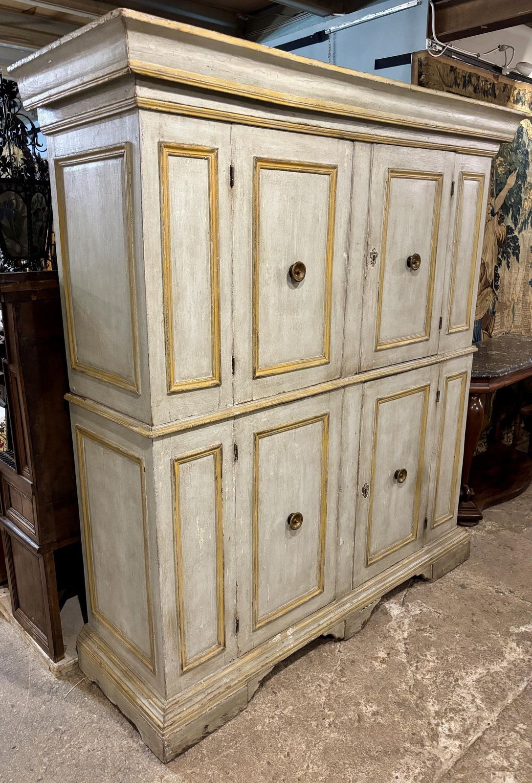 18th Century Italian Housekeepers Cupboard In Original Paint photo Art
