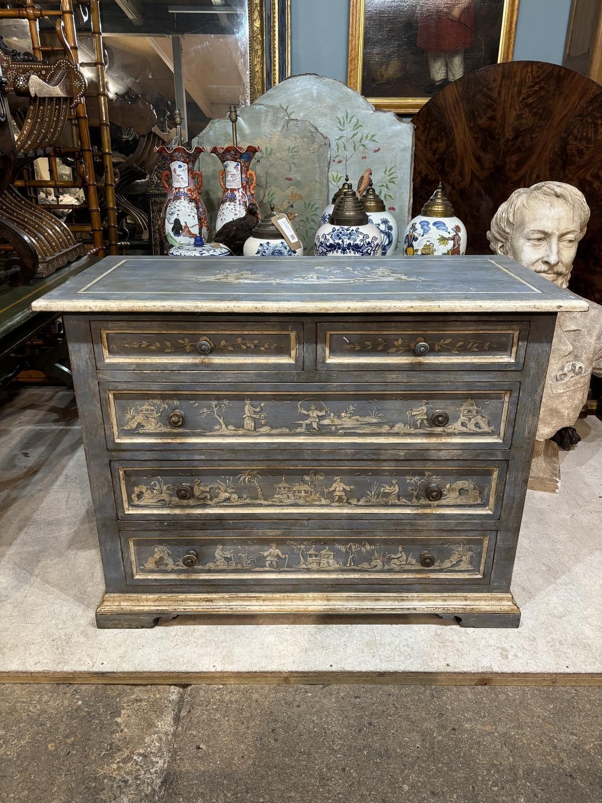 18th Century Italian Chinoiserie Decorated Chest Of Drawers