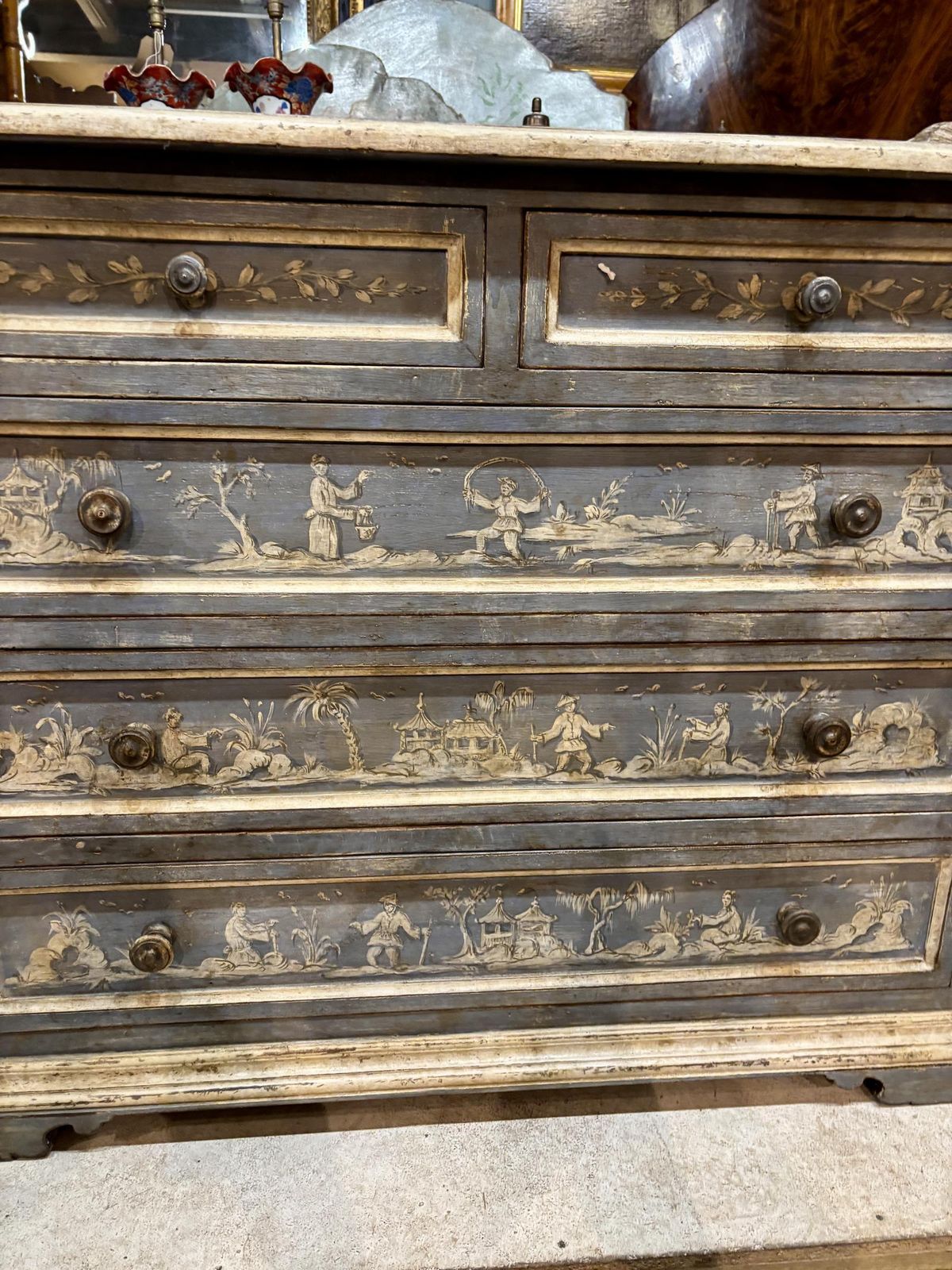 18th Century Italian Chinoiserie Decorated Chest Of Drawers photo vintage