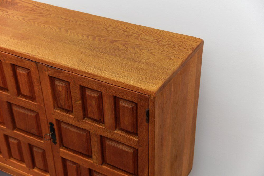 Large Screwless Sideboard Made Of Carved Oak, Spain, 1960s photo vintage