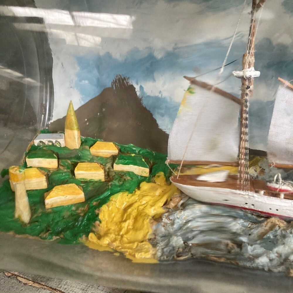 Large Ship In A Bottle, Mid 20th Century photo vintage
