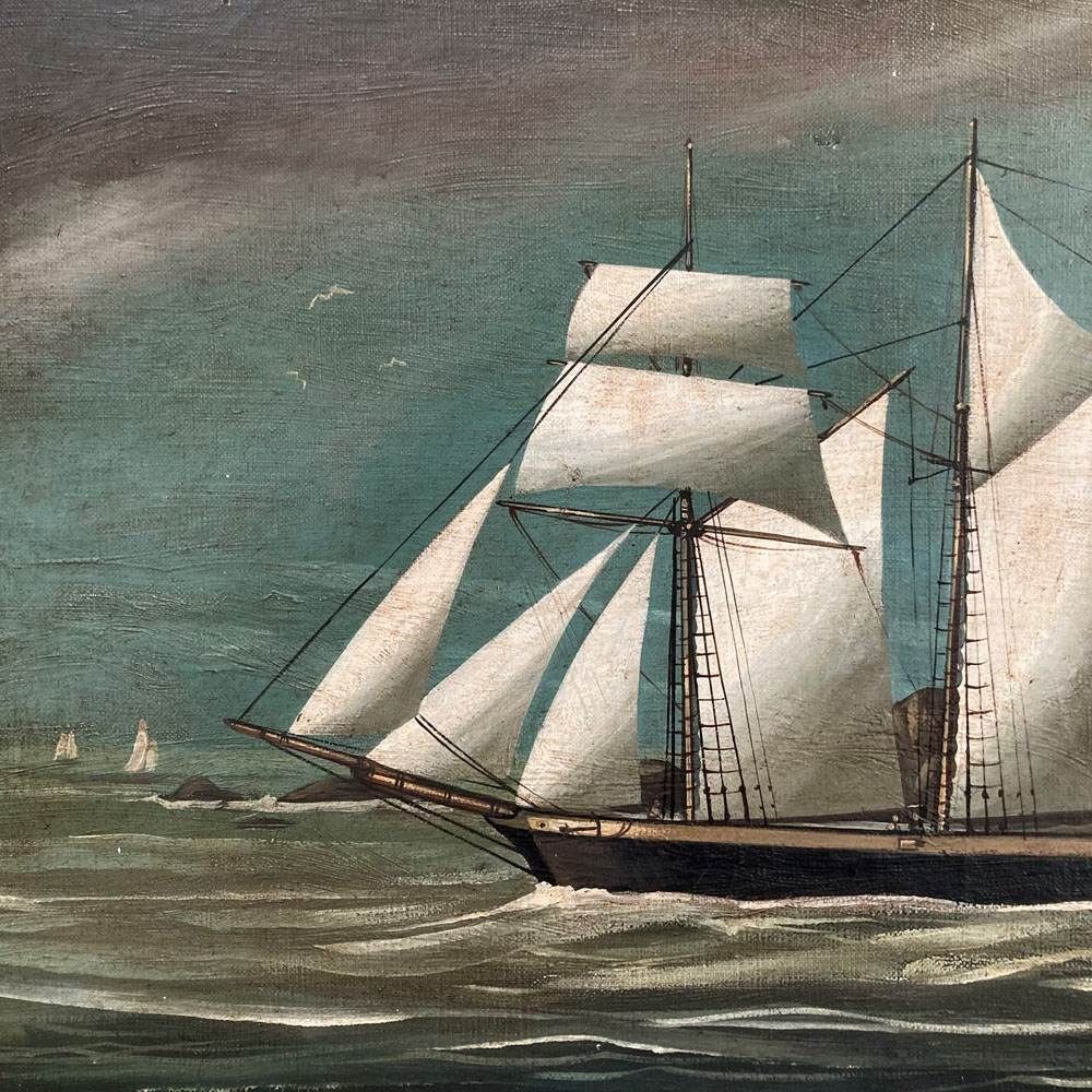 19th C. Pierhead Ship Painting photo furniture