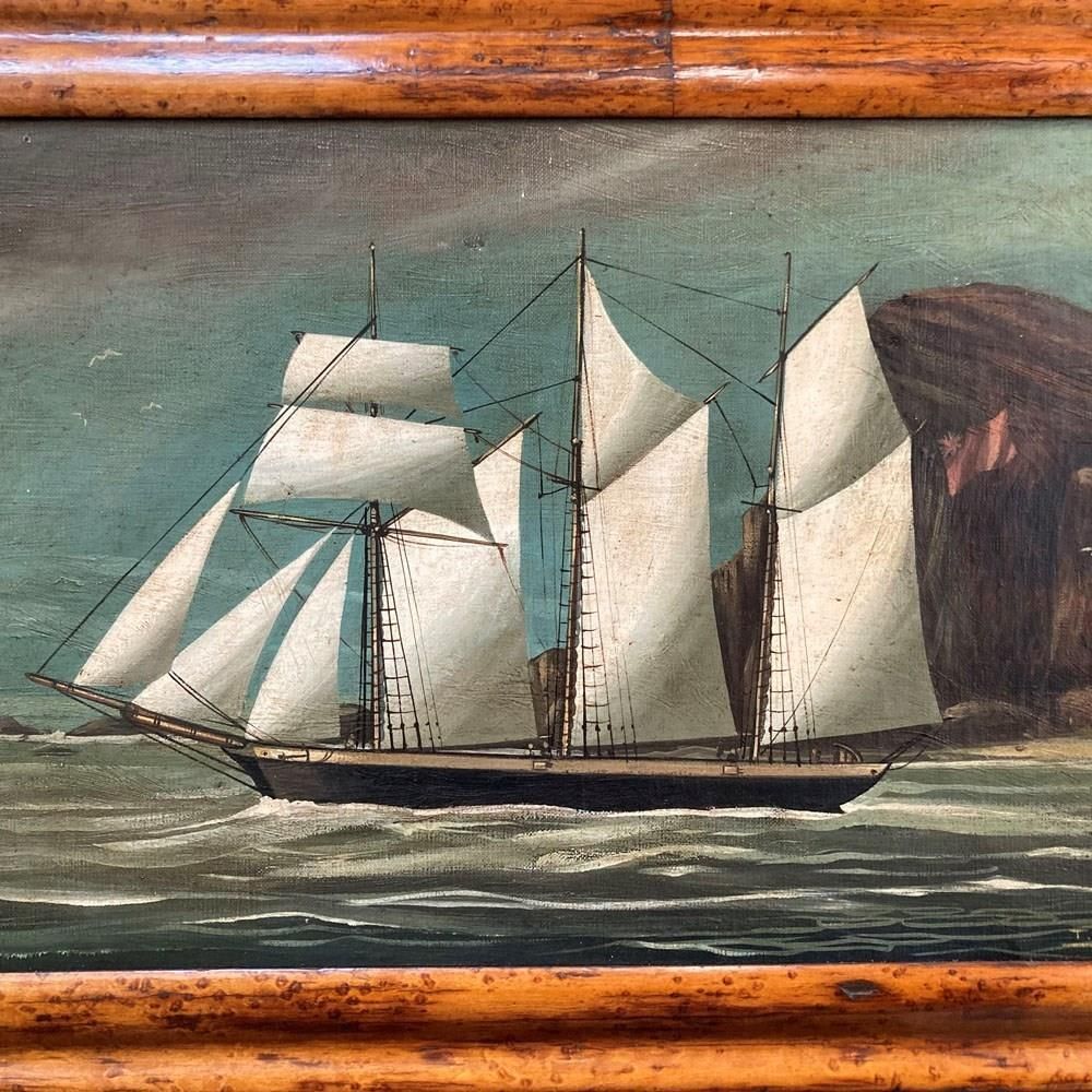 19th C. Pierhead Ship Painting photo vinterior