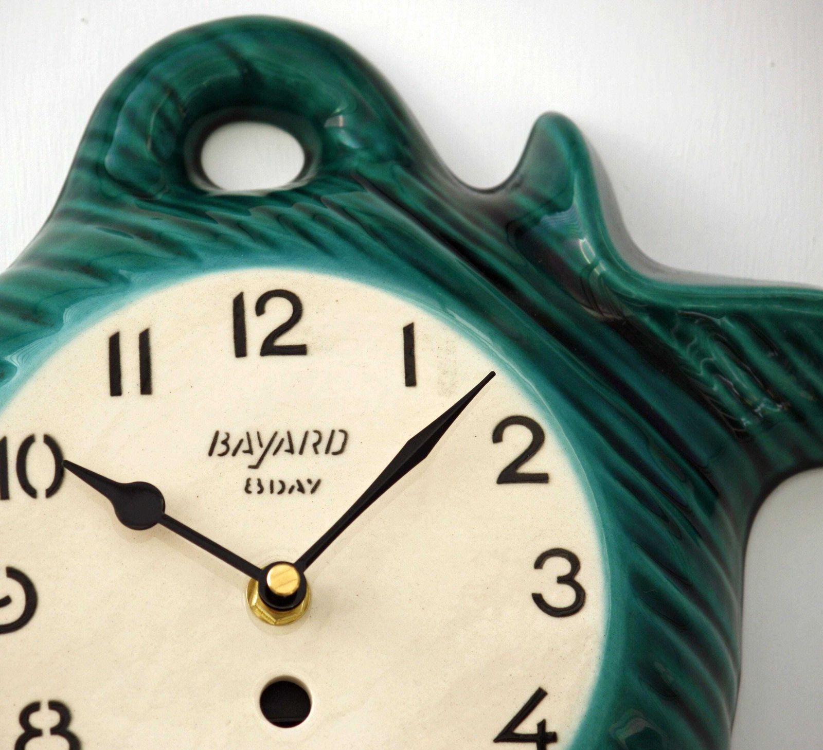 Vintage Bayard Wall Clock   28cm Ceramic Retro Mid Century Style Antique Green Clock Kitsch French Clock Gift Off The Wall Clocks photo for sale