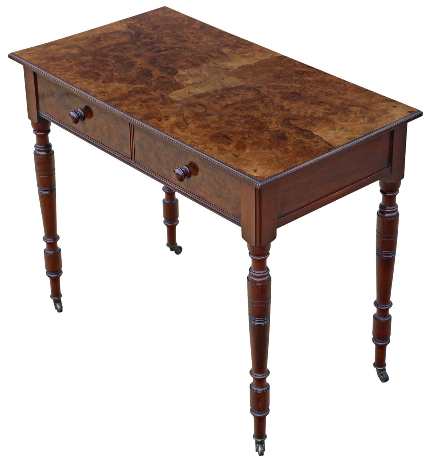 Antique 19th Century Oyster Burr Walnut Writing Or Dressing Table – Fine Quality