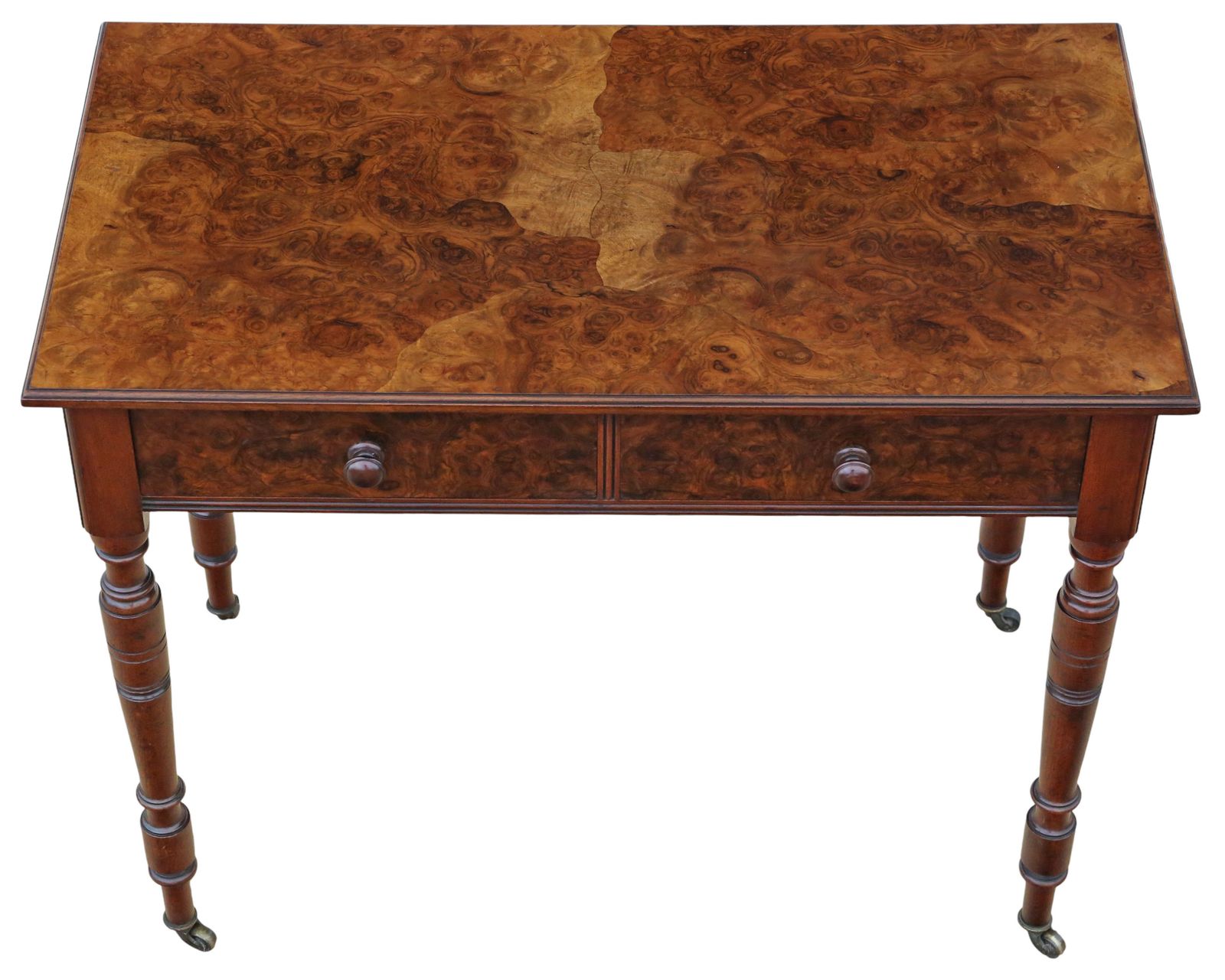Antique 19th Century Oyster Burr Walnut Writing Or Dressing Table – Fine Quality photo for sale
