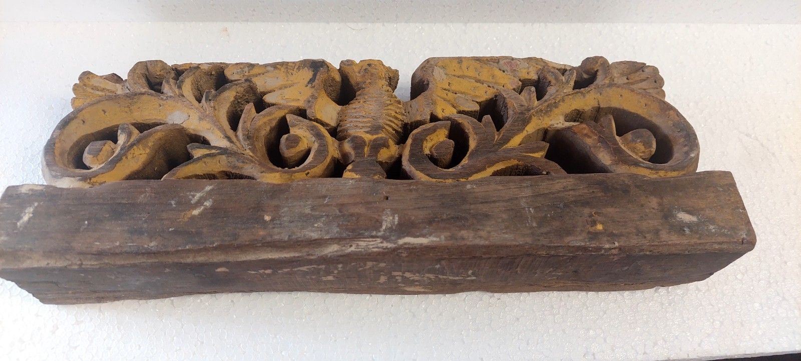 Antique 19th Century Sicilian Cart Fragment Carved Wood photo 122.0