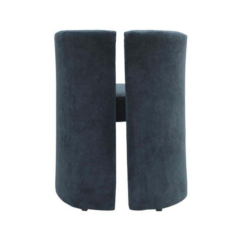 Mid Century Modern Italian Curved Chairs In Blue Velvet, Set Of Six photo for sale