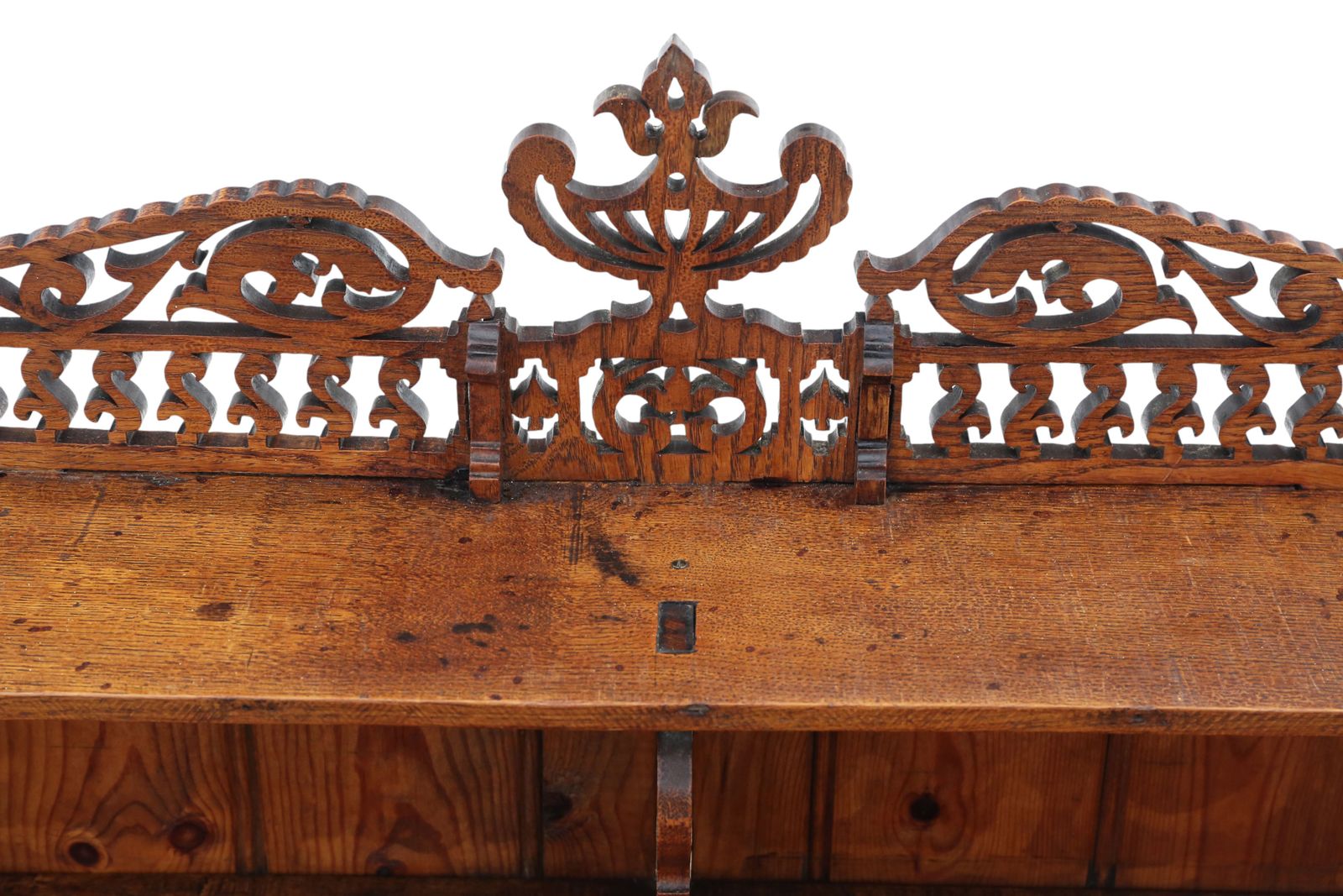 Antique C.1900 Oak Fret Cut Waterfall Bookcase – Wall Or Floor Standing, Fine Quality photo vinterior
