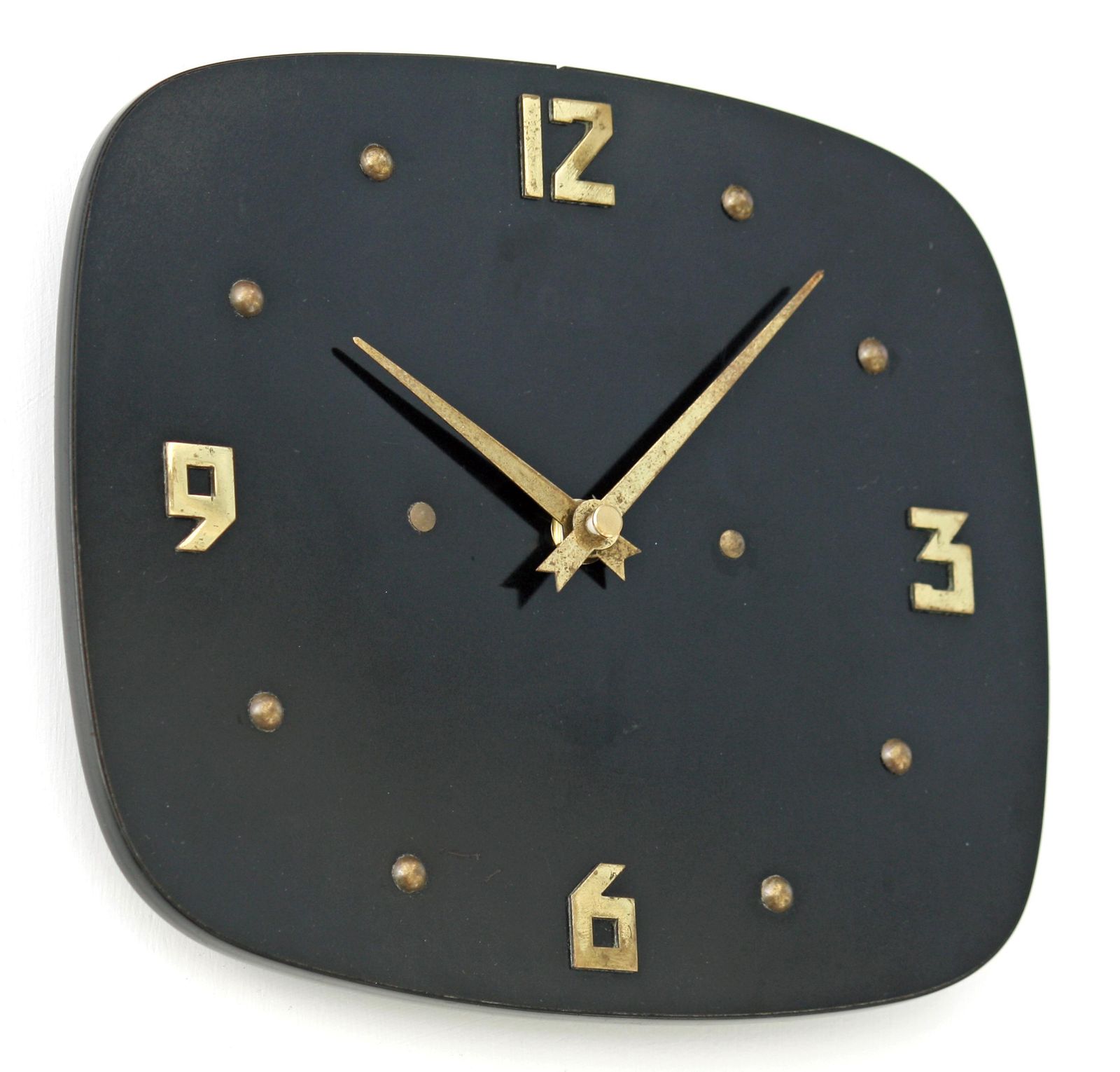 Vintage Odo Wall Clock   23cm Mid Century Style Wooden Black Formica French Retro Wooden 1950s Atomic Gift Off The Wall Clocks photo furniture