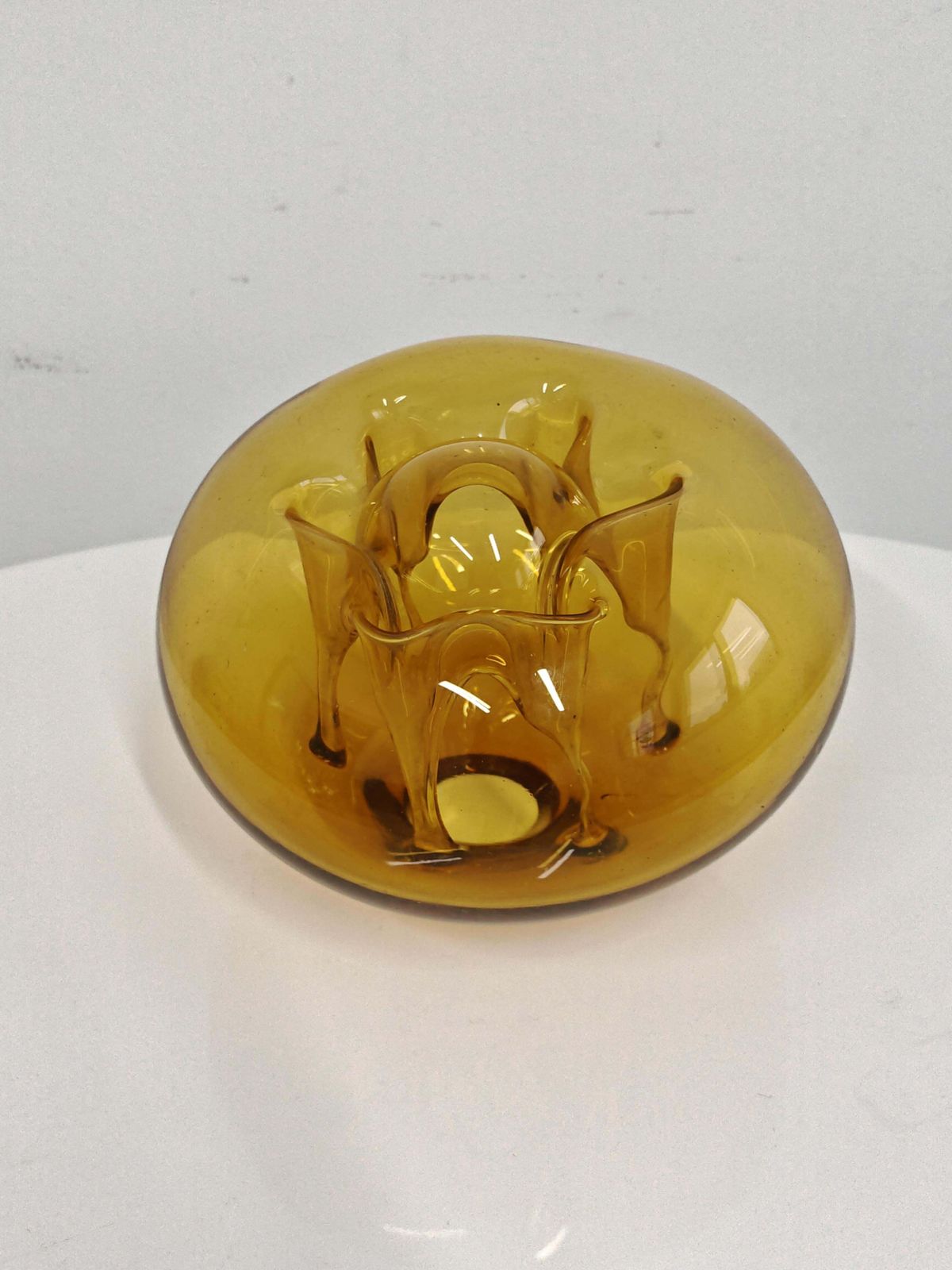 Mid Century Mouth Blown Glass Sculpture Of Ikebana Vase By Dragan Drobnjak photo vintage